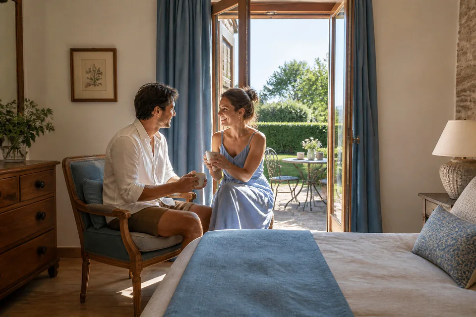 Bagages et hébergement pour un voyage de noces — illustration générée par IA