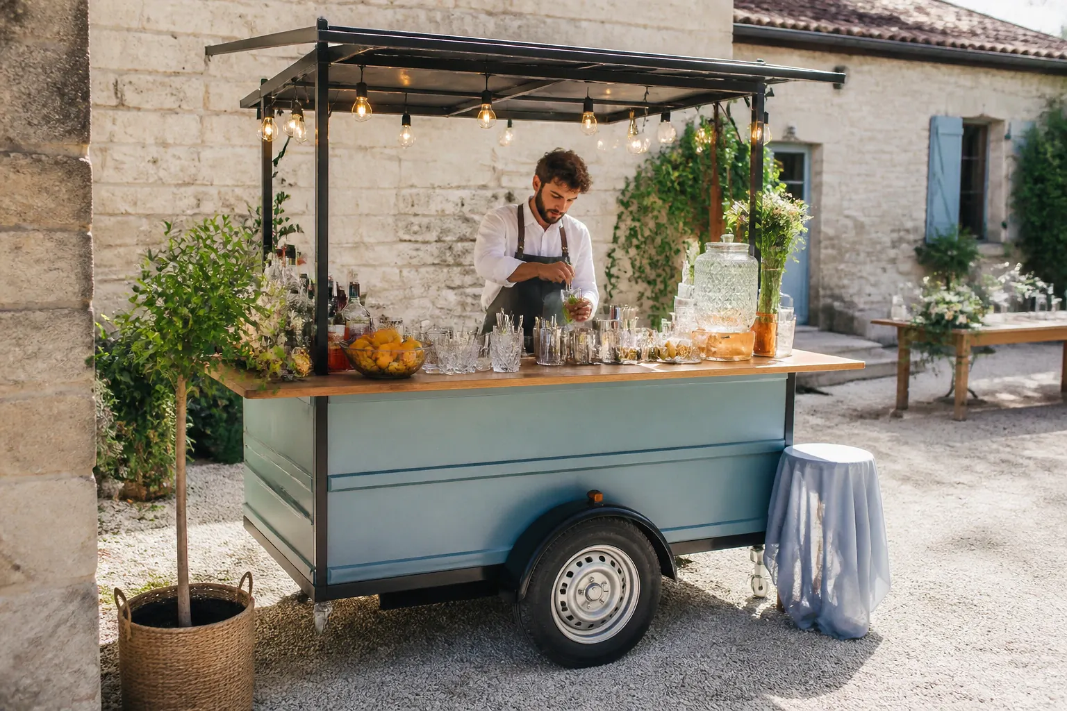 Service mobile de restauration pour une réception — illustration générée par IA