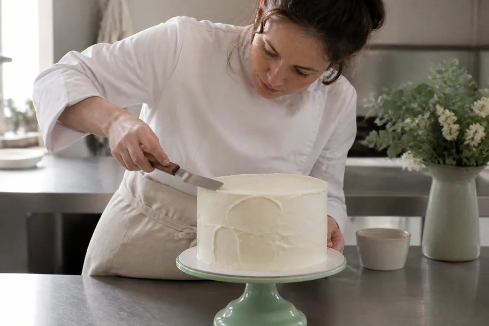Gâteau de mariage préparé dans un atelier — illustration générée par IA