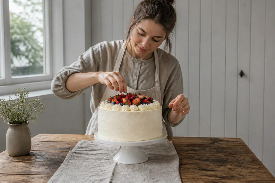 Gâteau de mariage préparé dans un atelier — illustration générée par IA