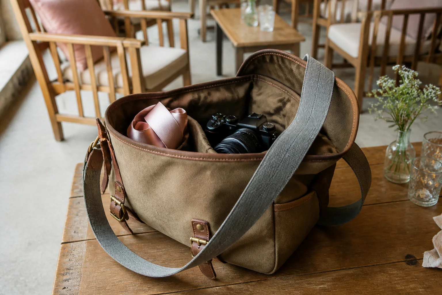 Appareil photo et accessoires de reportage de mariage — illustration générée par IA