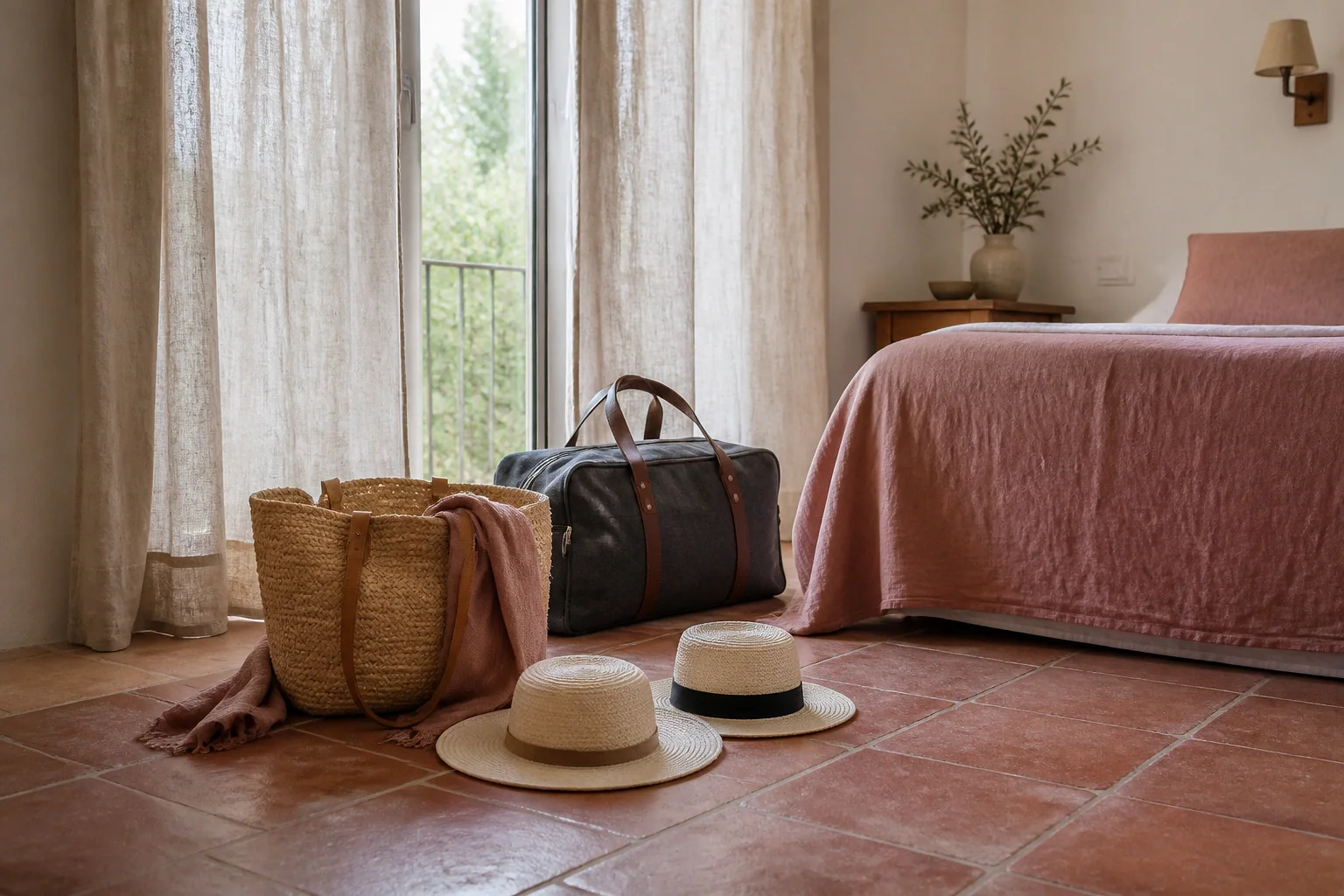 Bagages et hébergement pour un voyage de noces — illustration générée par IA