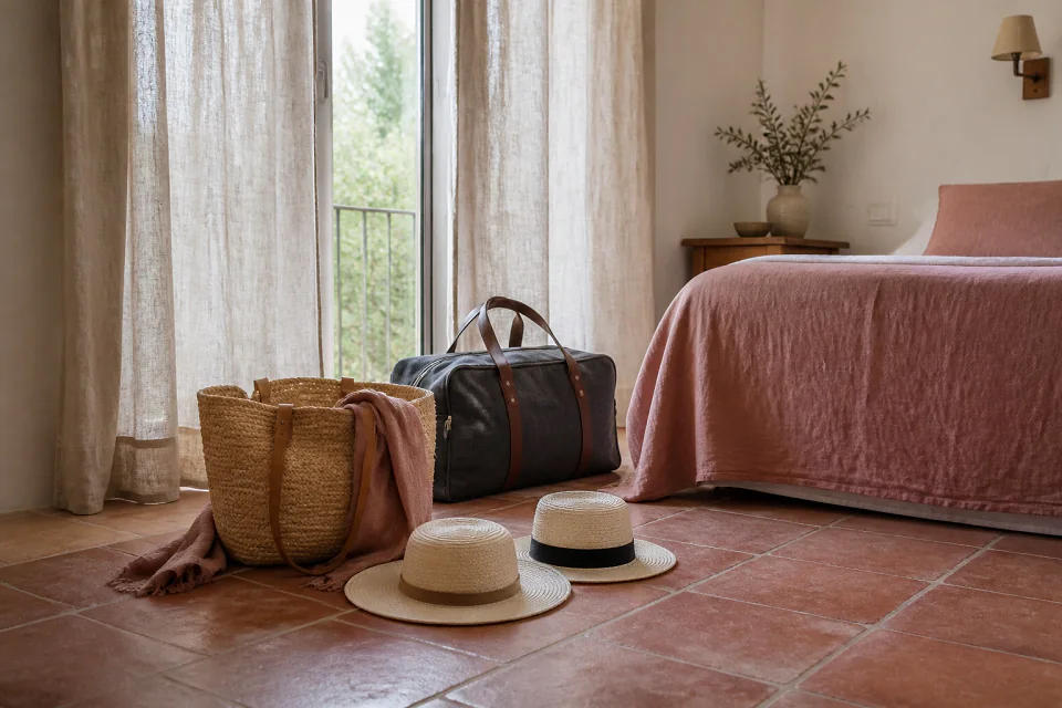 Bagages et hébergement pour un voyage de noces — illustration générée par IA