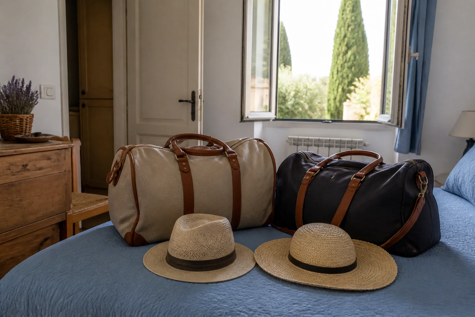Bagages et hébergement pour un voyage de noces — illustration générée par IA