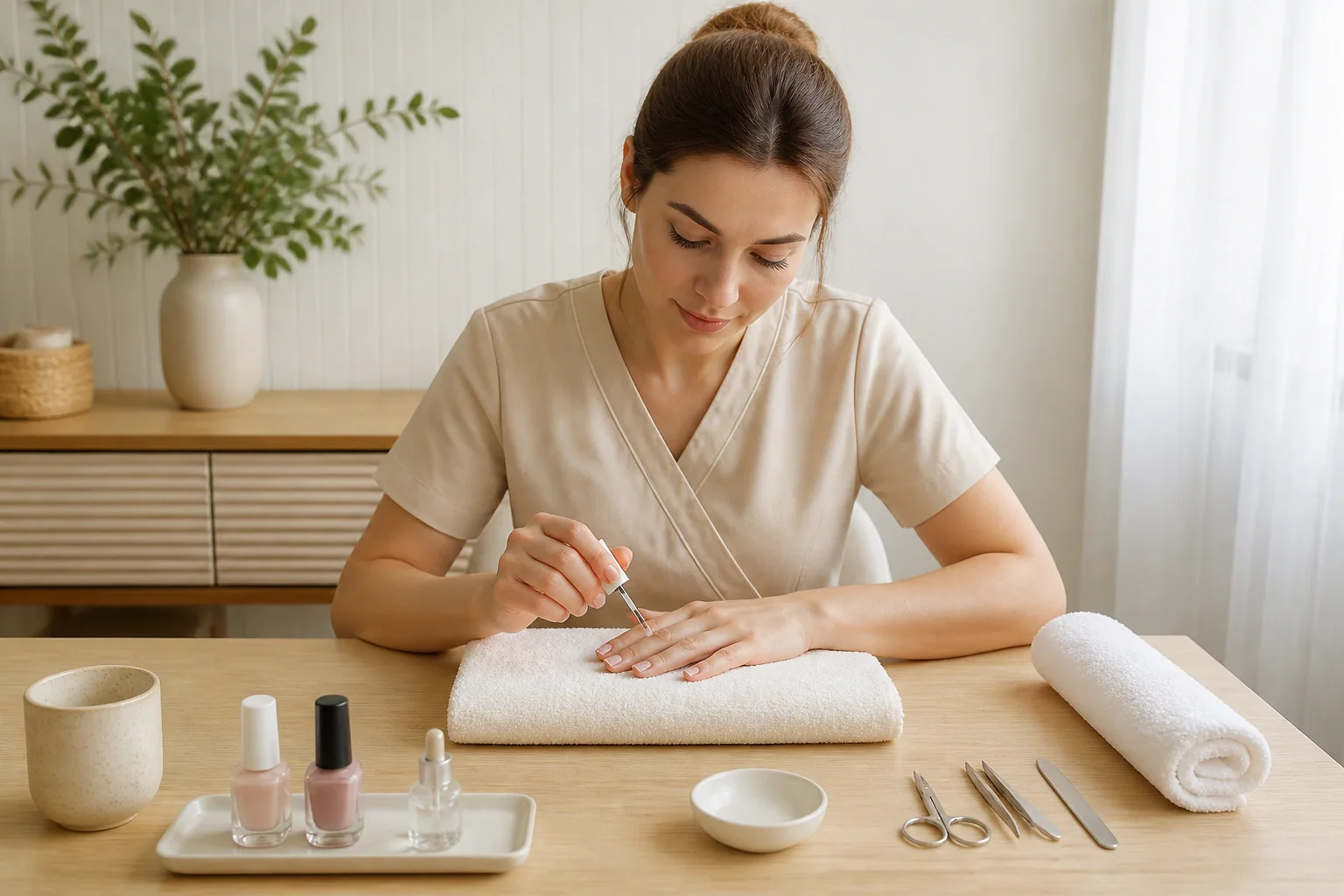 Préparation de soins esthétiques avant un mariage — illustration générée par IA