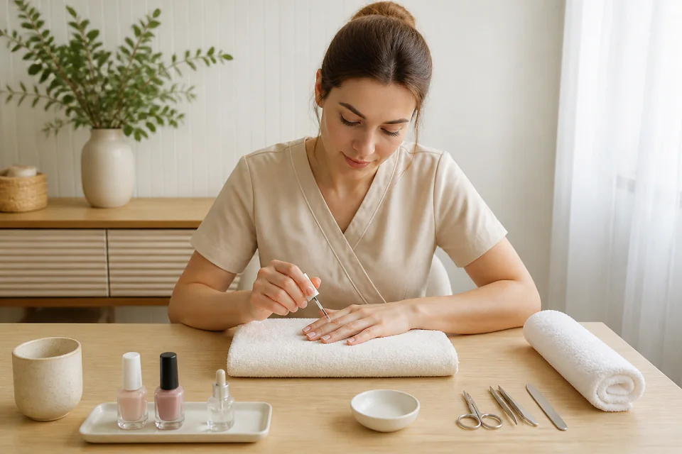 Préparation de soins esthétiques avant un mariage — illustration générée par IA