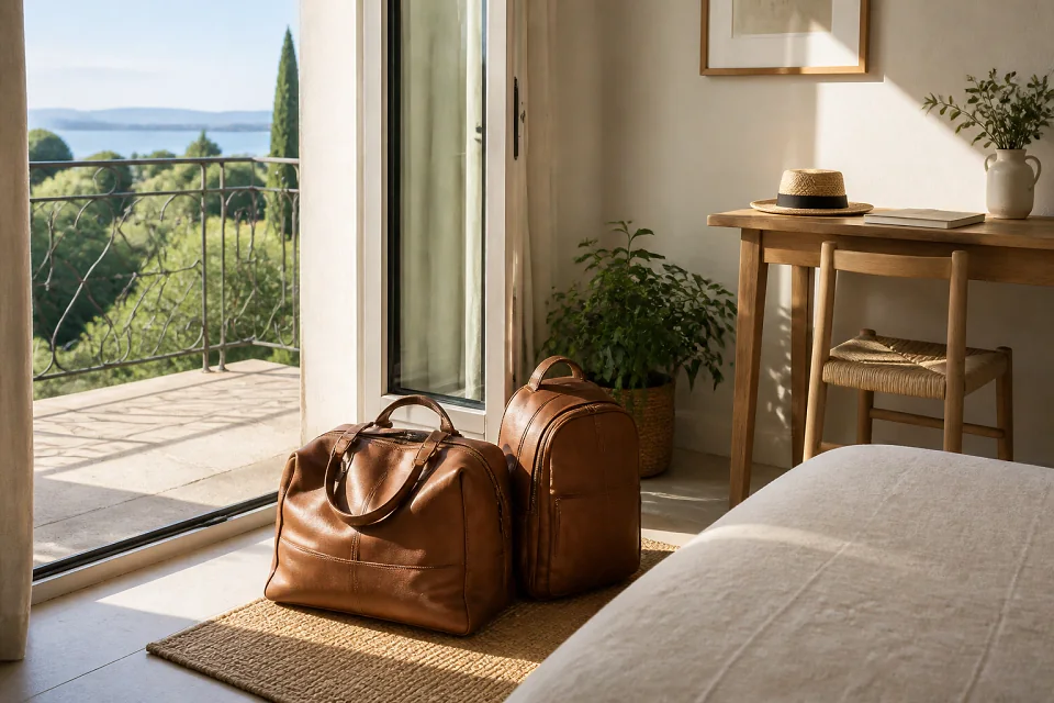 Bagages et hébergement pour un voyage de noces — illustration générée par IA
