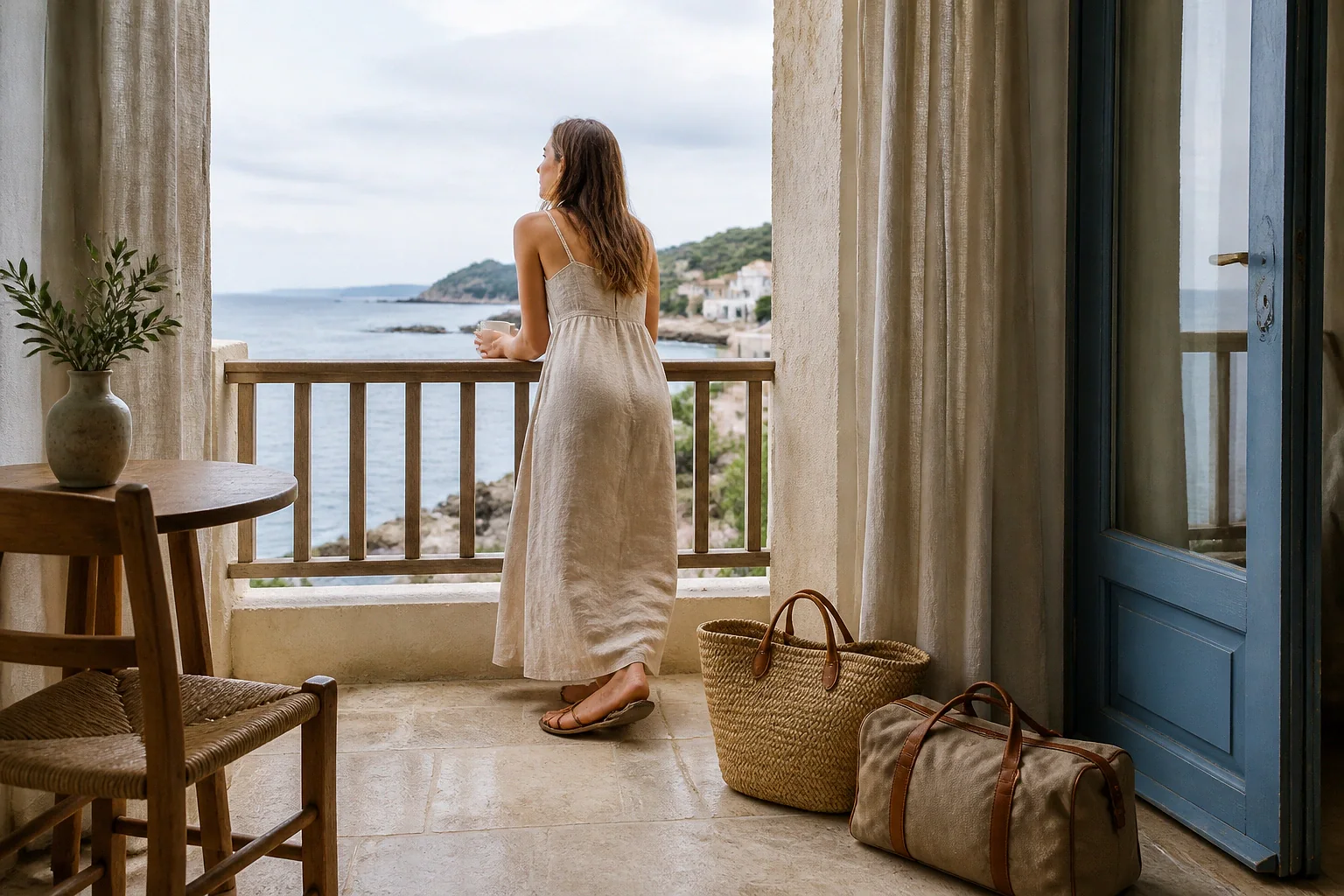 Bagages et hébergement pour un voyage de noces — illustration générée par IA