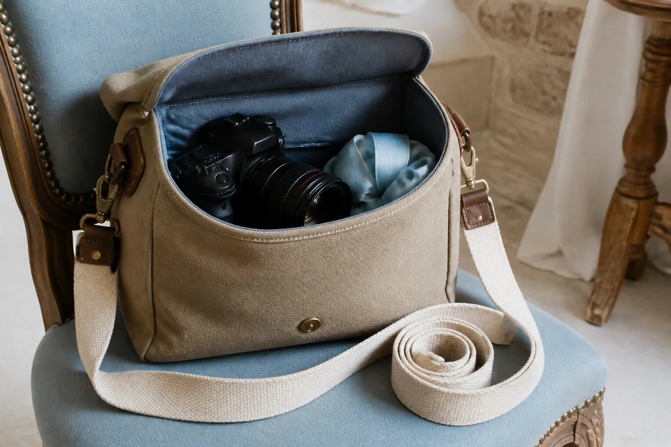 Appareil photo et accessoires de reportage de mariage — illustration générée par IA