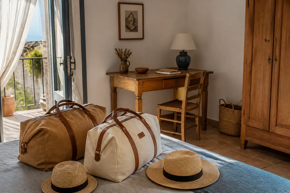 Bagages et hébergement pour un voyage de noces — illustration générée par IA