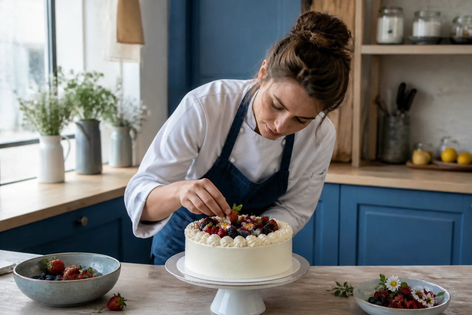 Gâteau de mariage préparé dans un atelier — illustration générée par IA