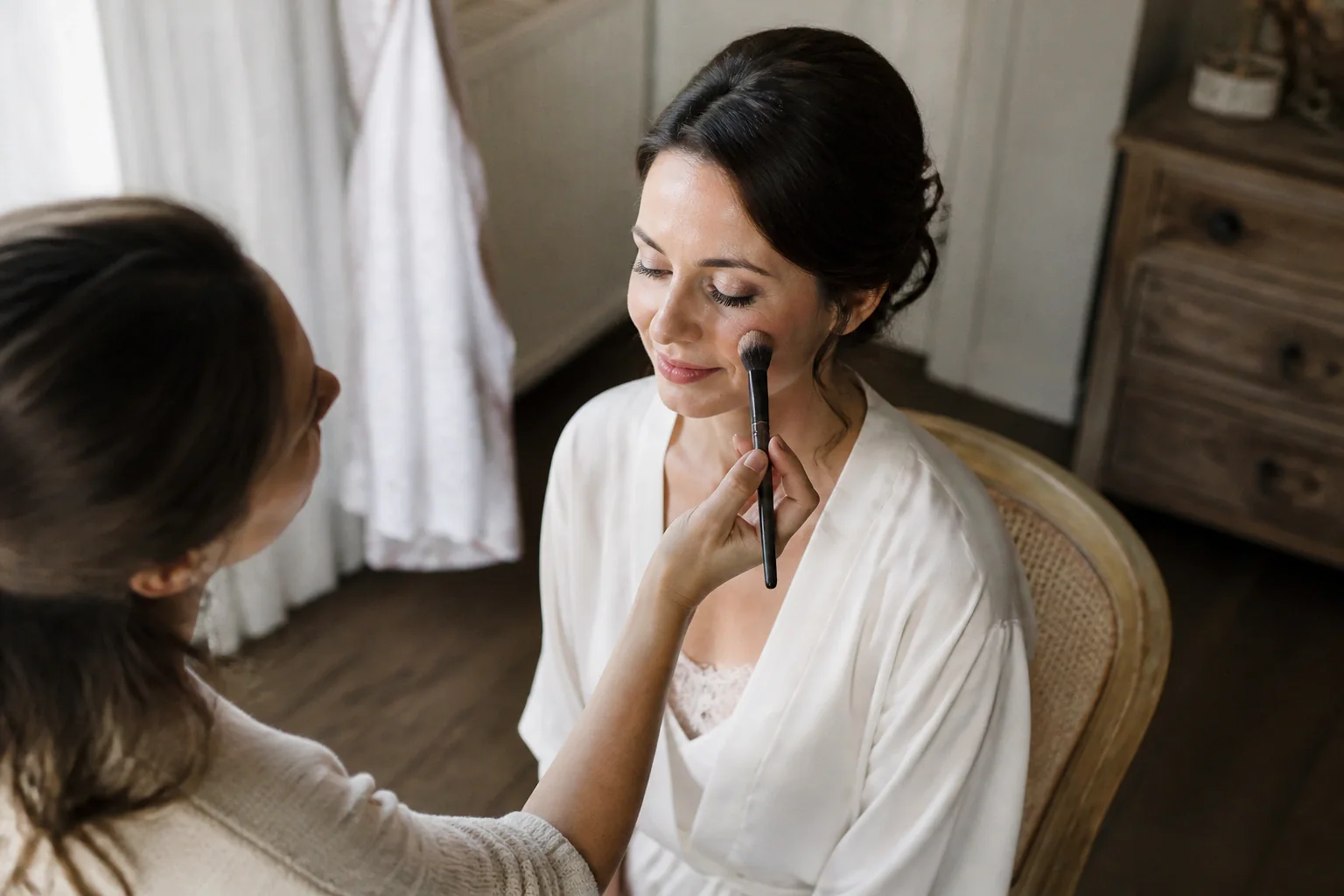 Préparation d’un maquillage de mariage — illustration générée par IA