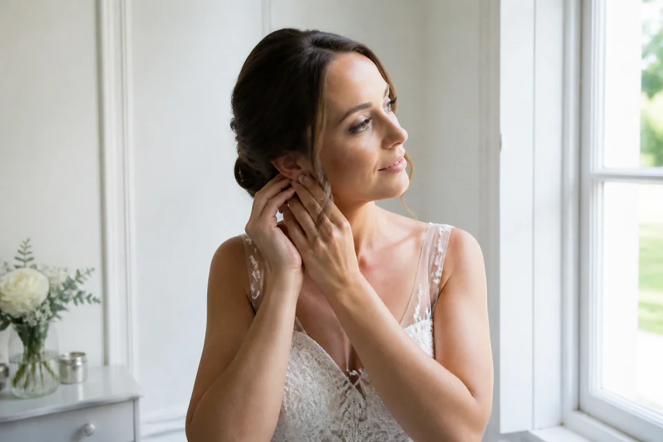 Préparation d’un maquillage de mariage — illustration générée par IA