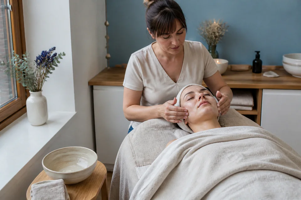 Préparation de soins esthétiques avant un mariage — illustration générée par IA