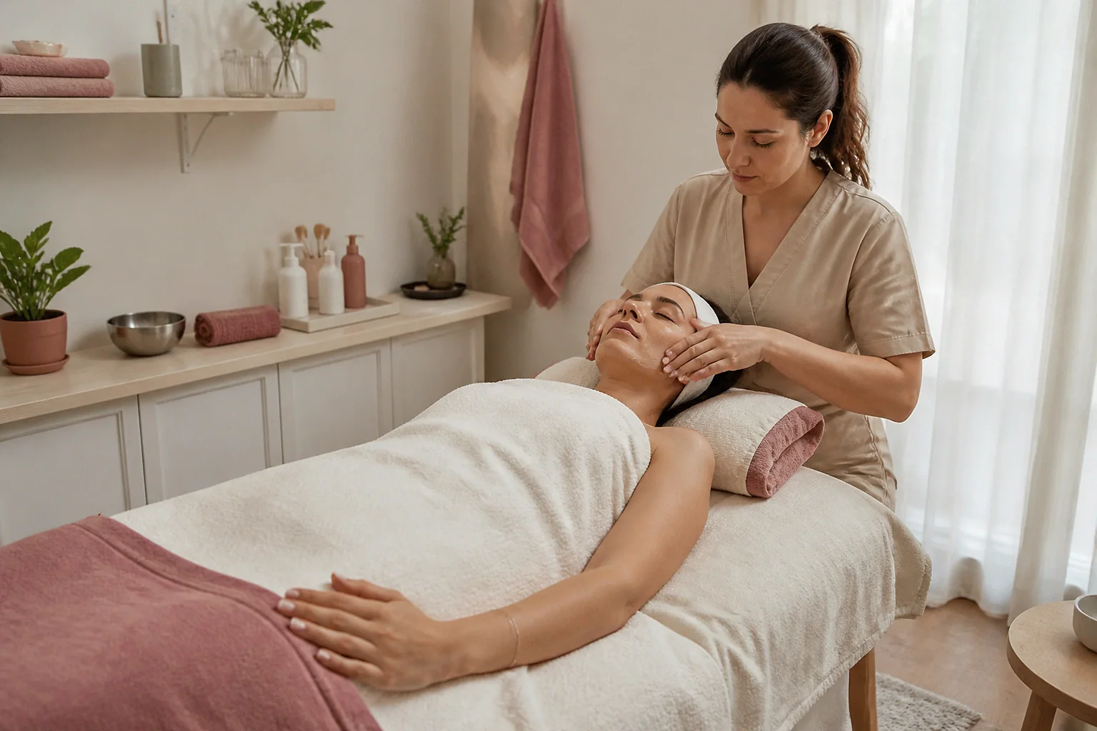 Préparation de soins esthétiques avant un mariage — illustration générée par IA