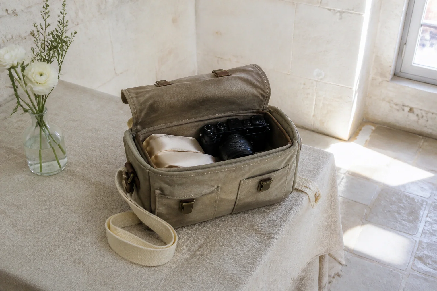 Appareil photo et accessoires de reportage de mariage — illustration générée par IA