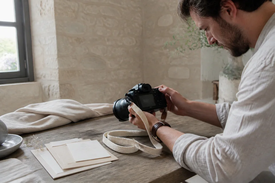 Appareil photo et accessoires de reportage de mariage — illustration générée par IA