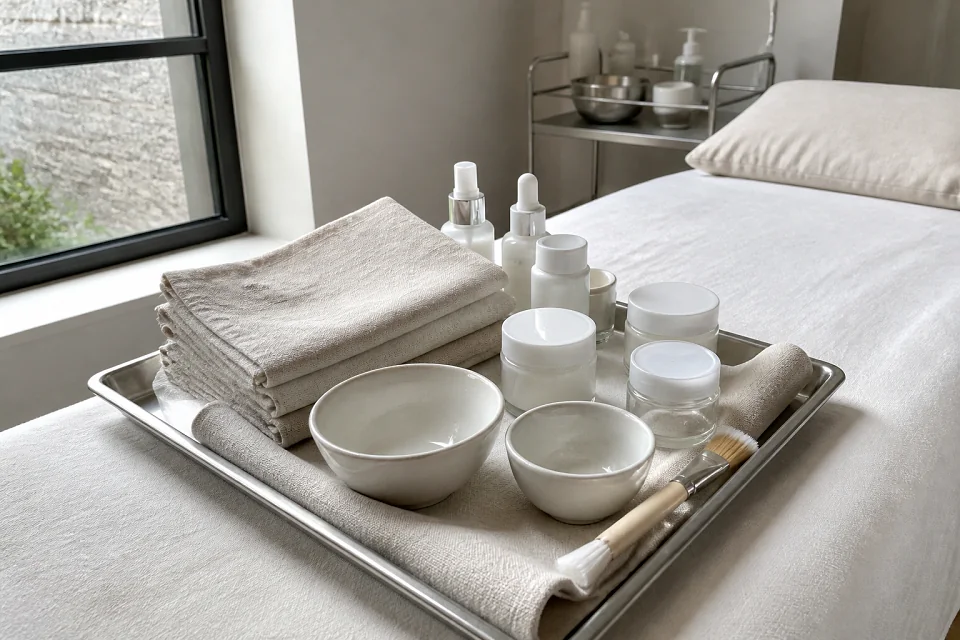 Préparation de soins esthétiques avant un mariage — illustration générée par IA
