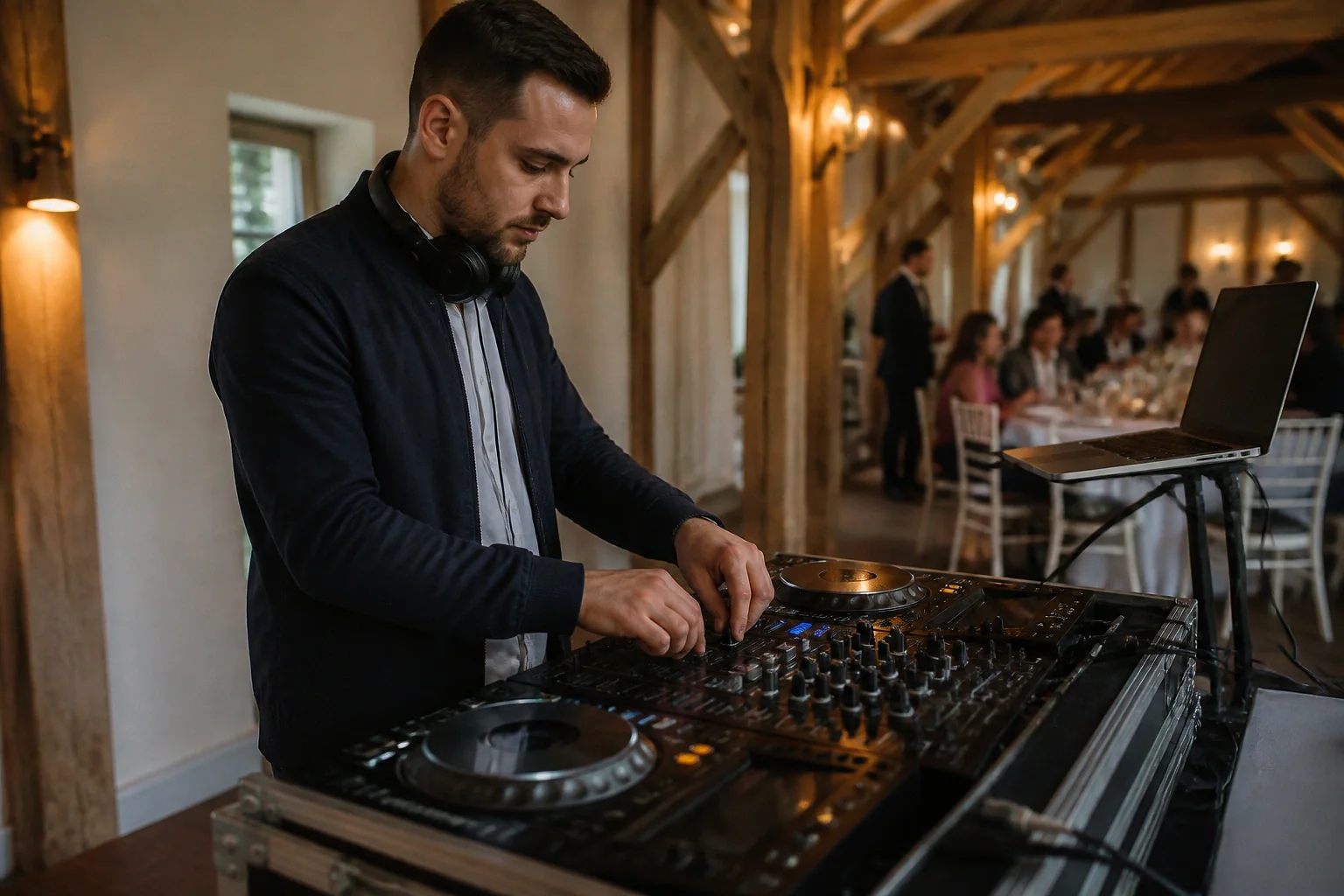 Préparation musicale d’une soirée de mariage — illustration générée par IA