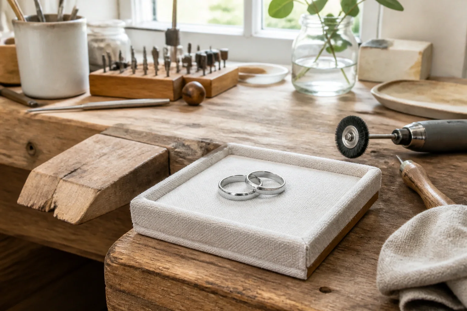Alliances et travail de bijouterie de mariage — illustration générée par IA