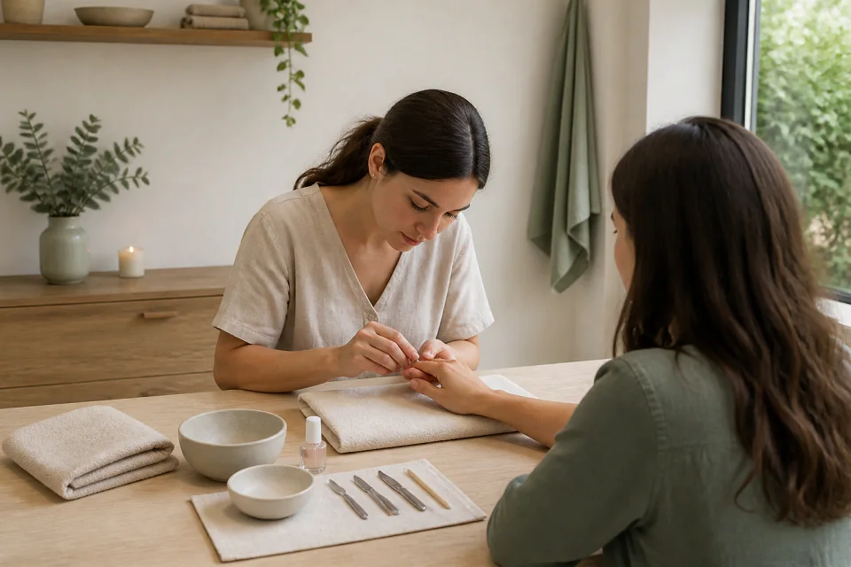 Préparation de soins esthétiques avant un mariage — illustration générée par IA