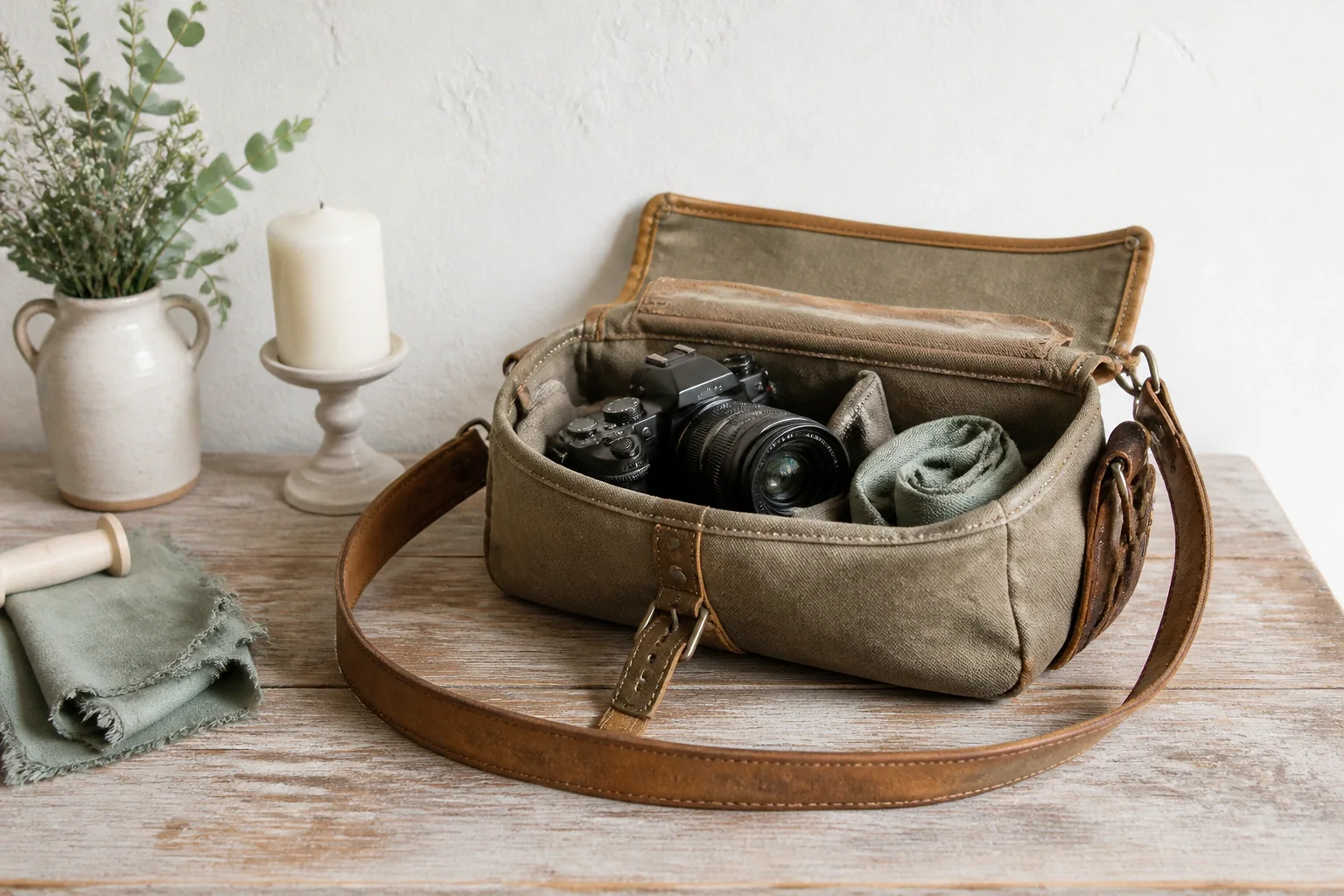 Appareil photo et accessoires de reportage de mariage — illustration générée par IA