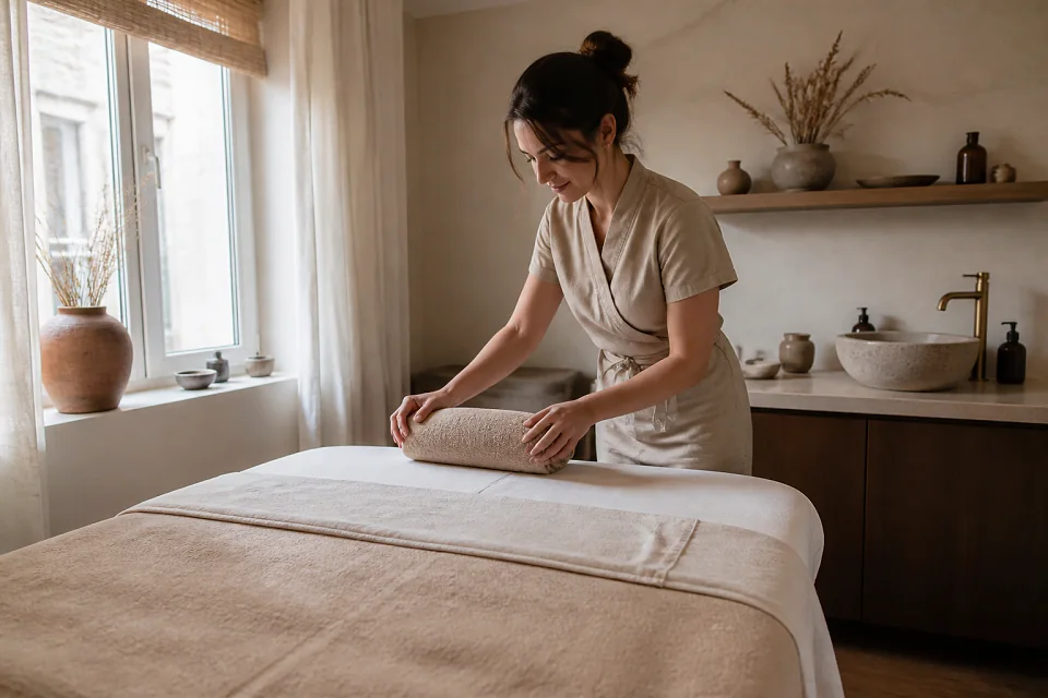Préparation de soins esthétiques avant un mariage — illustration générée par IA