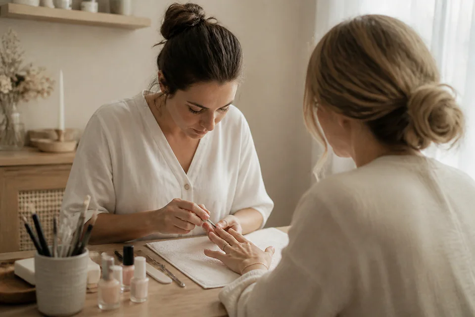 Préparation de soins esthétiques avant un mariage — illustration générée par IA