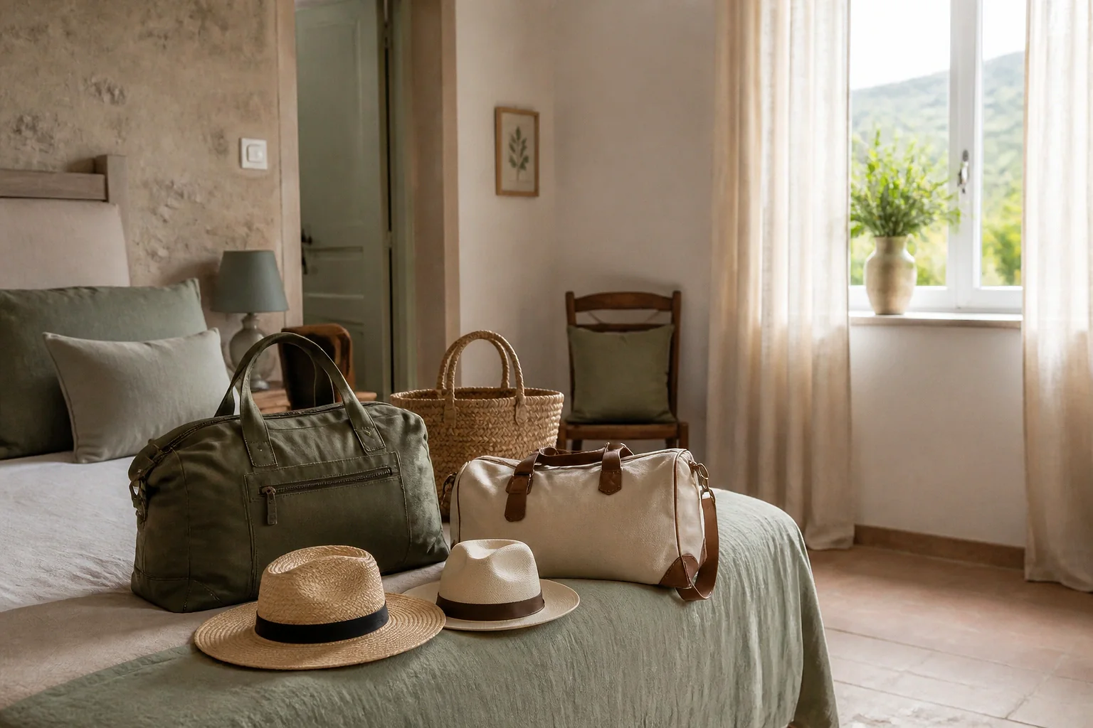 Bagages et hébergement pour un voyage de noces — illustration générée par IA