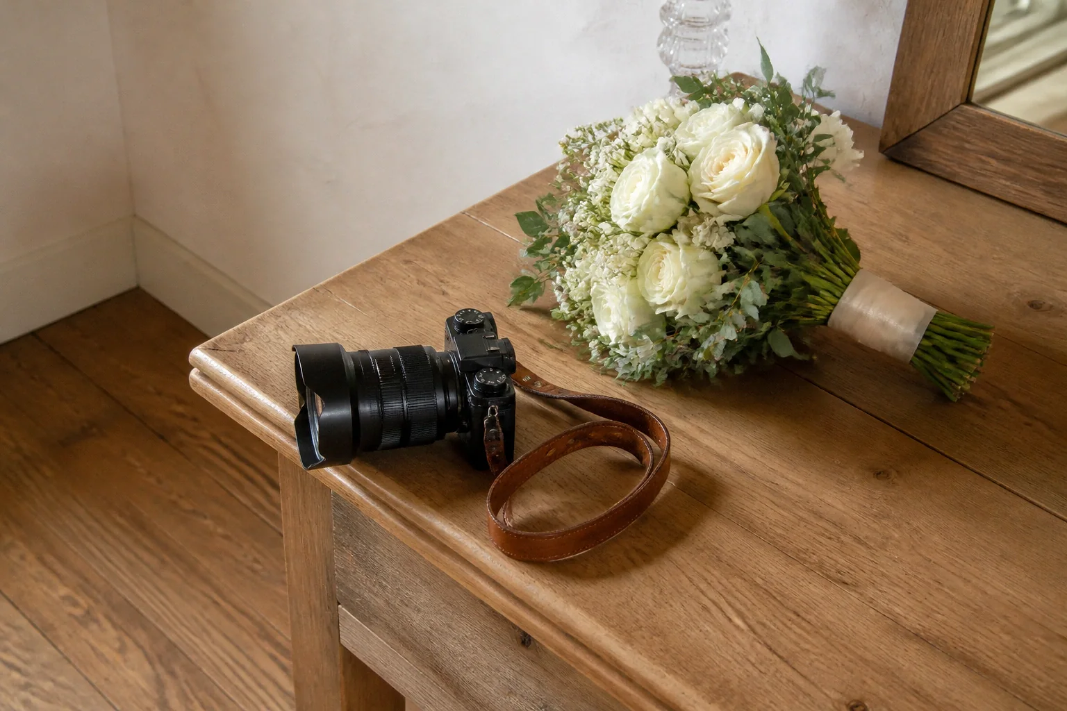 Appareil photo et accessoires de reportage de mariage — illustration générée par IA