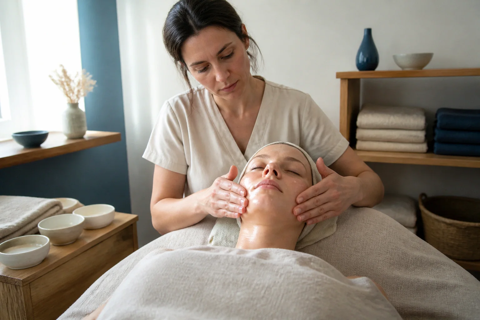 Préparation de soins esthétiques avant un mariage — illustration générée par IA