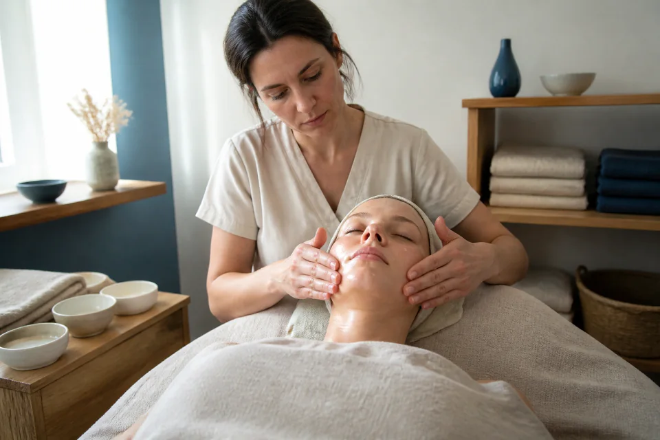 Préparation de soins esthétiques avant un mariage — illustration générée par IA
