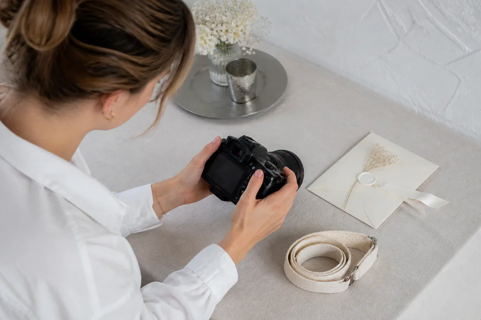 Appareil photo et accessoires de reportage de mariage — illustration générée par IA
