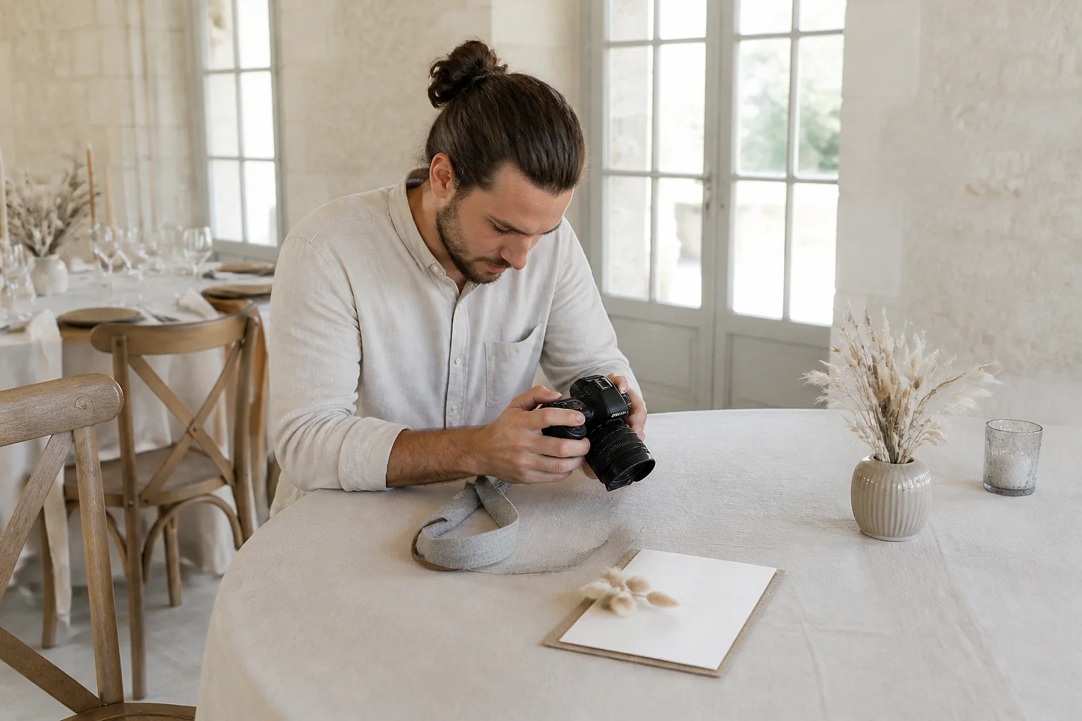 Appareil photo et accessoires de reportage de mariage — illustration générée par IA