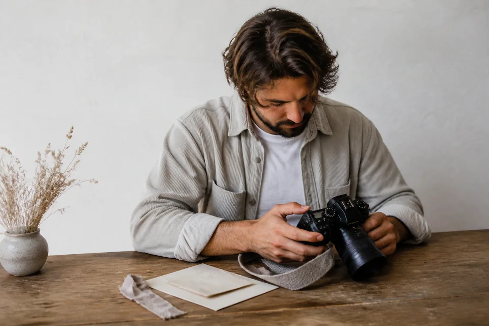 Appareil photo et accessoires de reportage de mariage — illustration générée par IA
