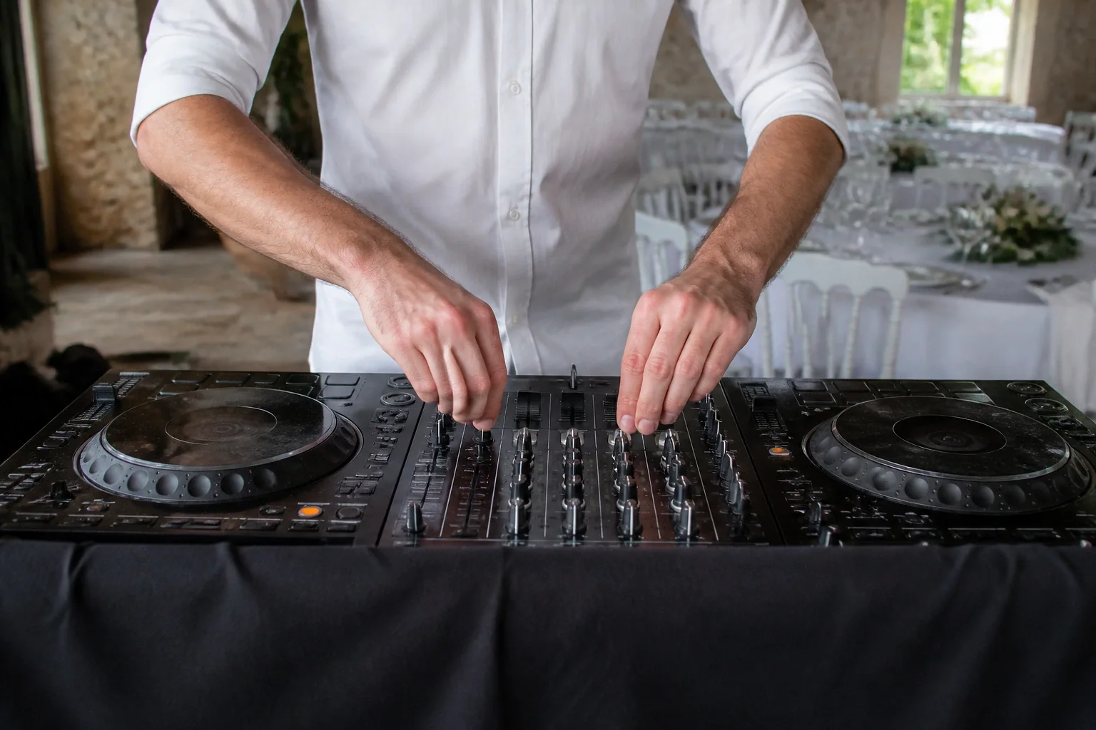 Préparation musicale d’une soirée de mariage — illustration générée par IA