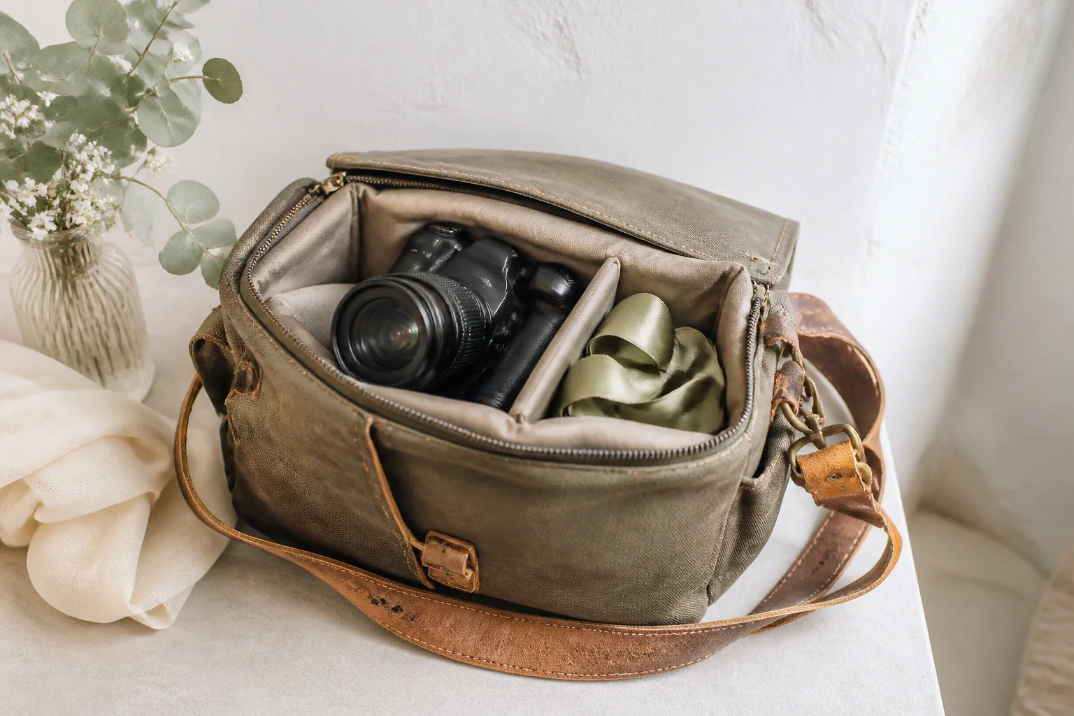 Appareil photo et accessoires de reportage de mariage — illustration générée par IA