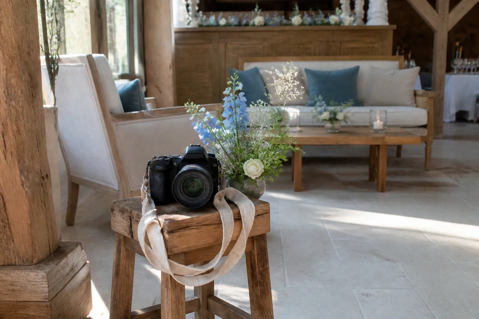 Appareil photo et accessoires de reportage de mariage — illustration générée par IA