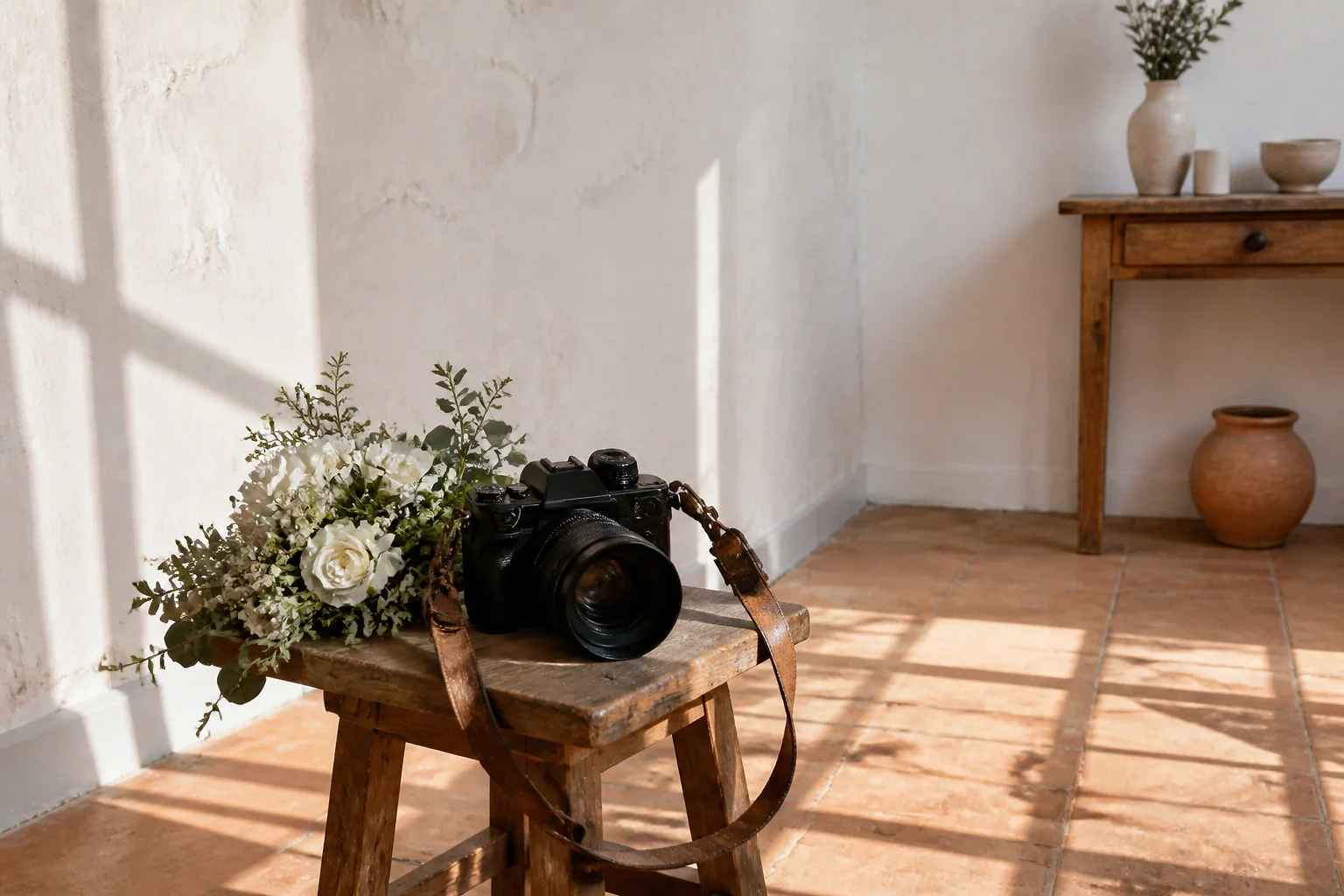 Appareil photo et accessoires de reportage de mariage — illustration générée par IA