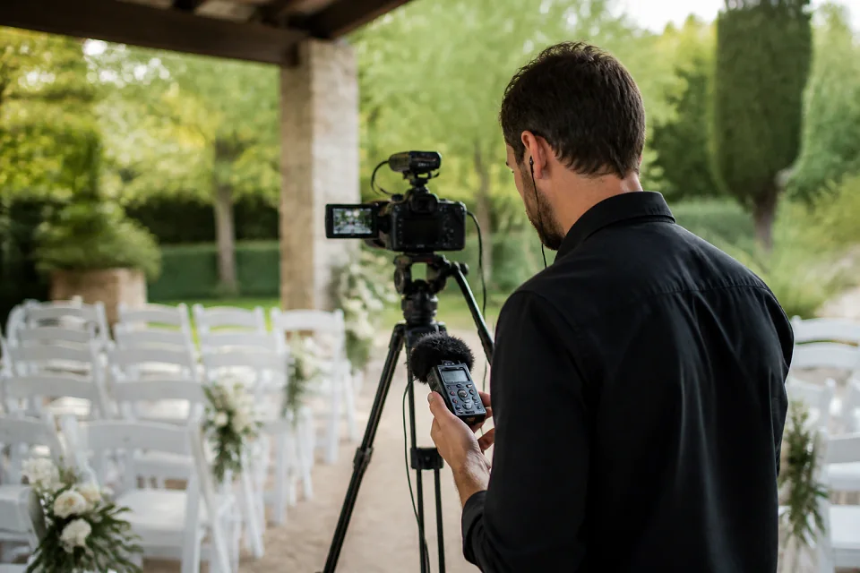 Matériel de tournage pour un film de mariage — illustration générée par IA