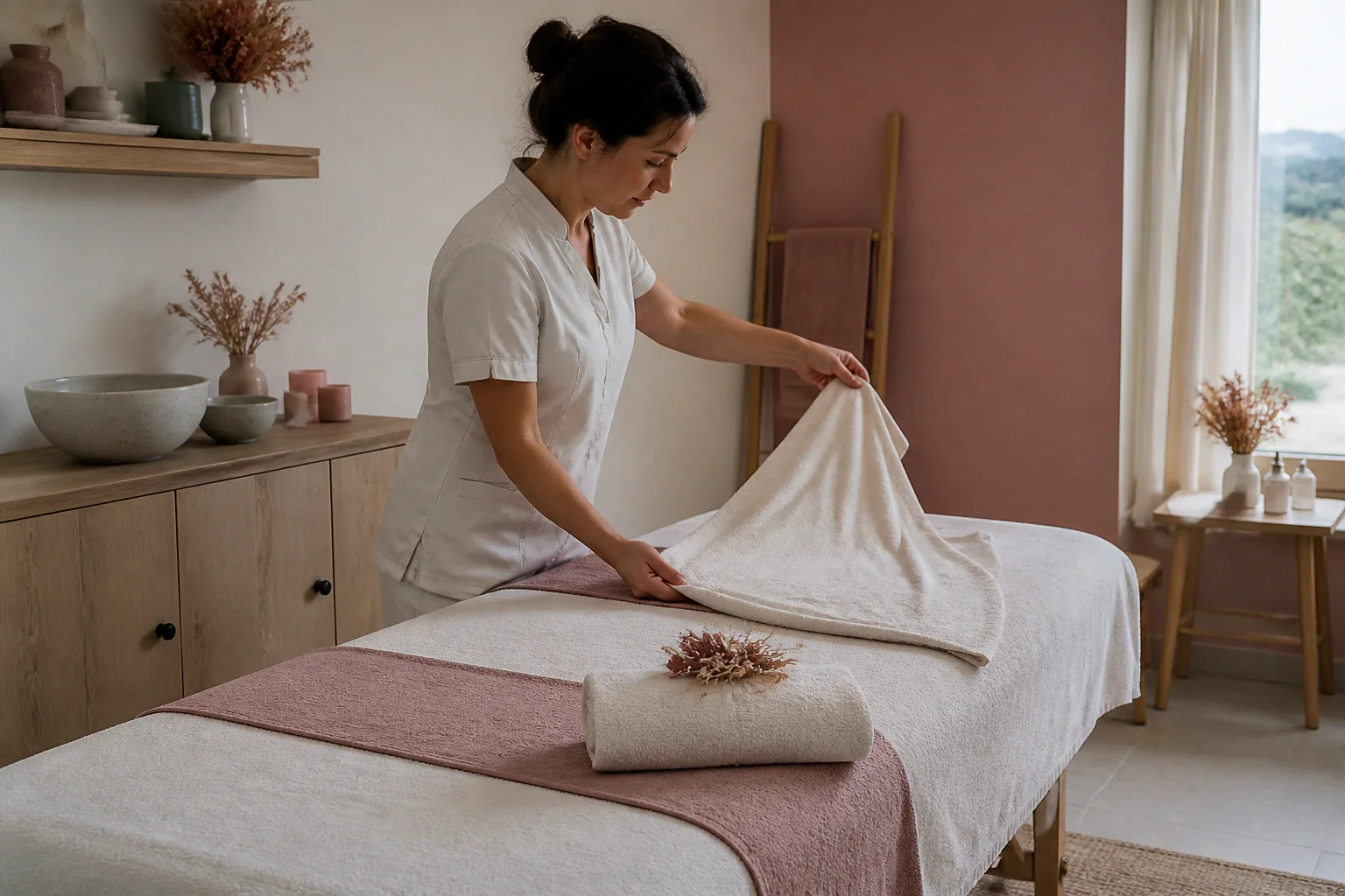 Préparation de soins esthétiques avant un mariage — illustration générée par IA