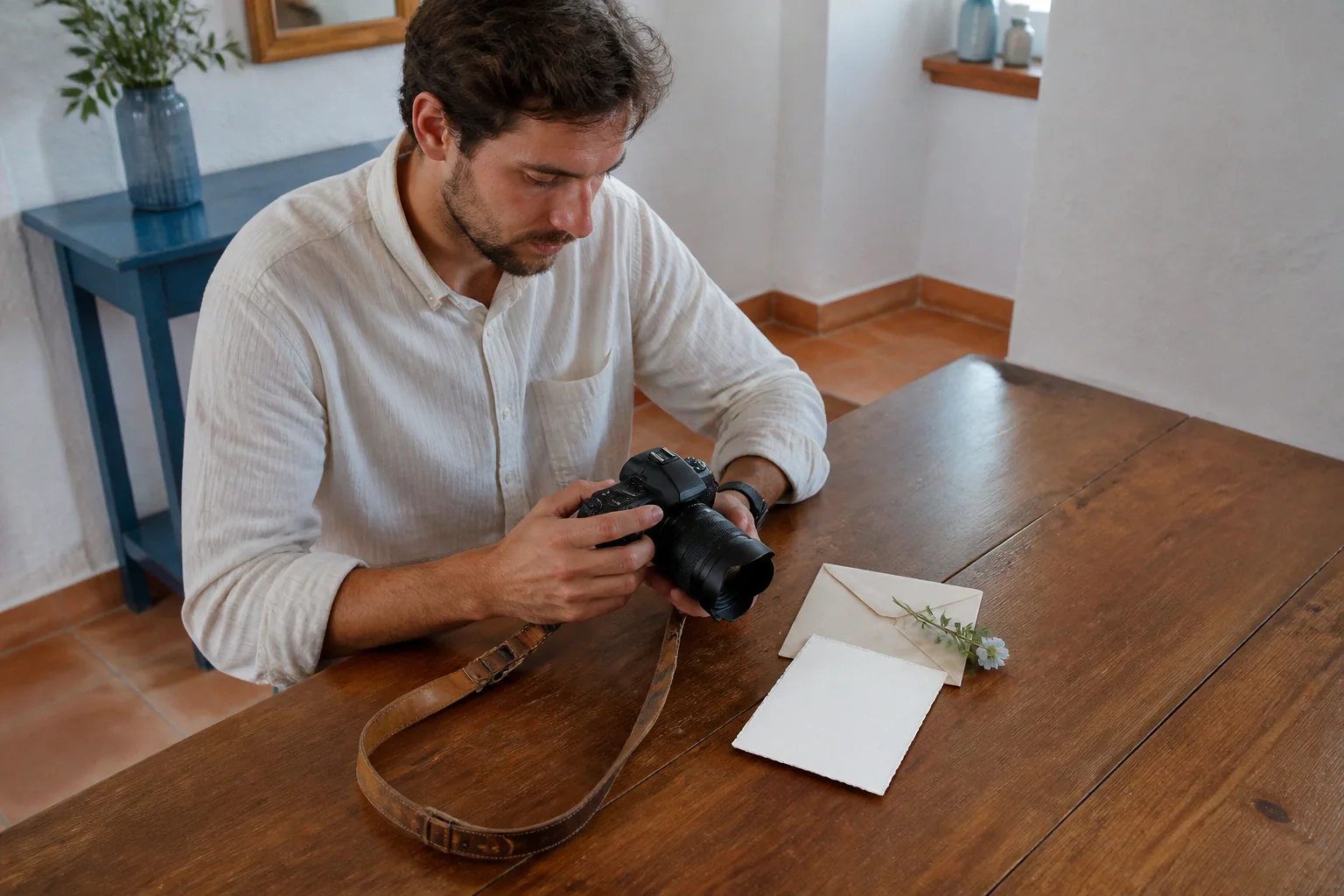 Appareil photo et accessoires de reportage de mariage — illustration générée par IA