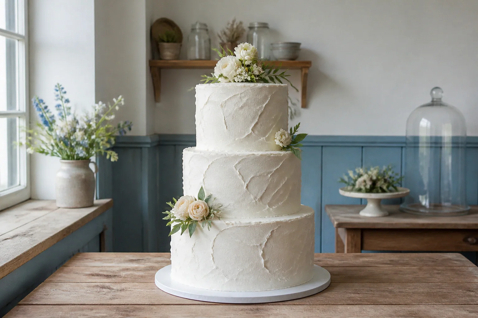Gâteau de mariage préparé dans un atelier — illustration générée par IA