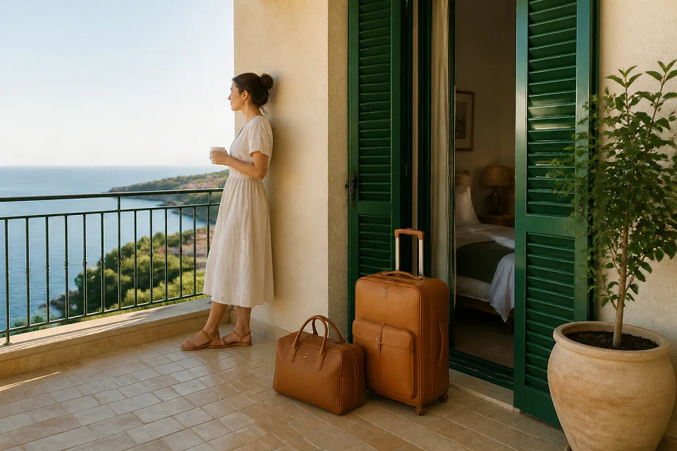 Bagages et hébergement pour un voyage de noces — illustration générée par IA