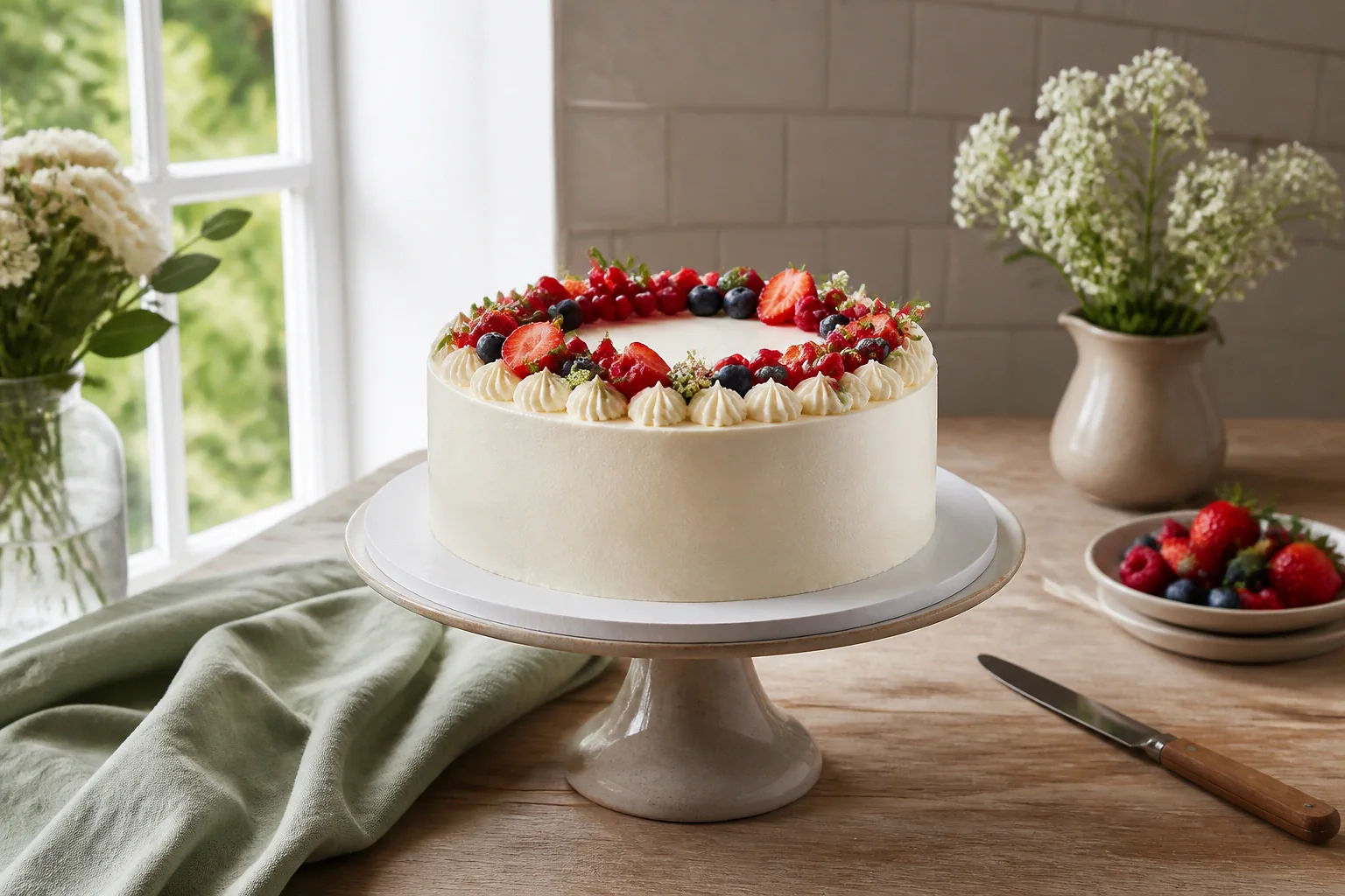 Gâteau de mariage préparé dans un atelier — illustration générée par IA