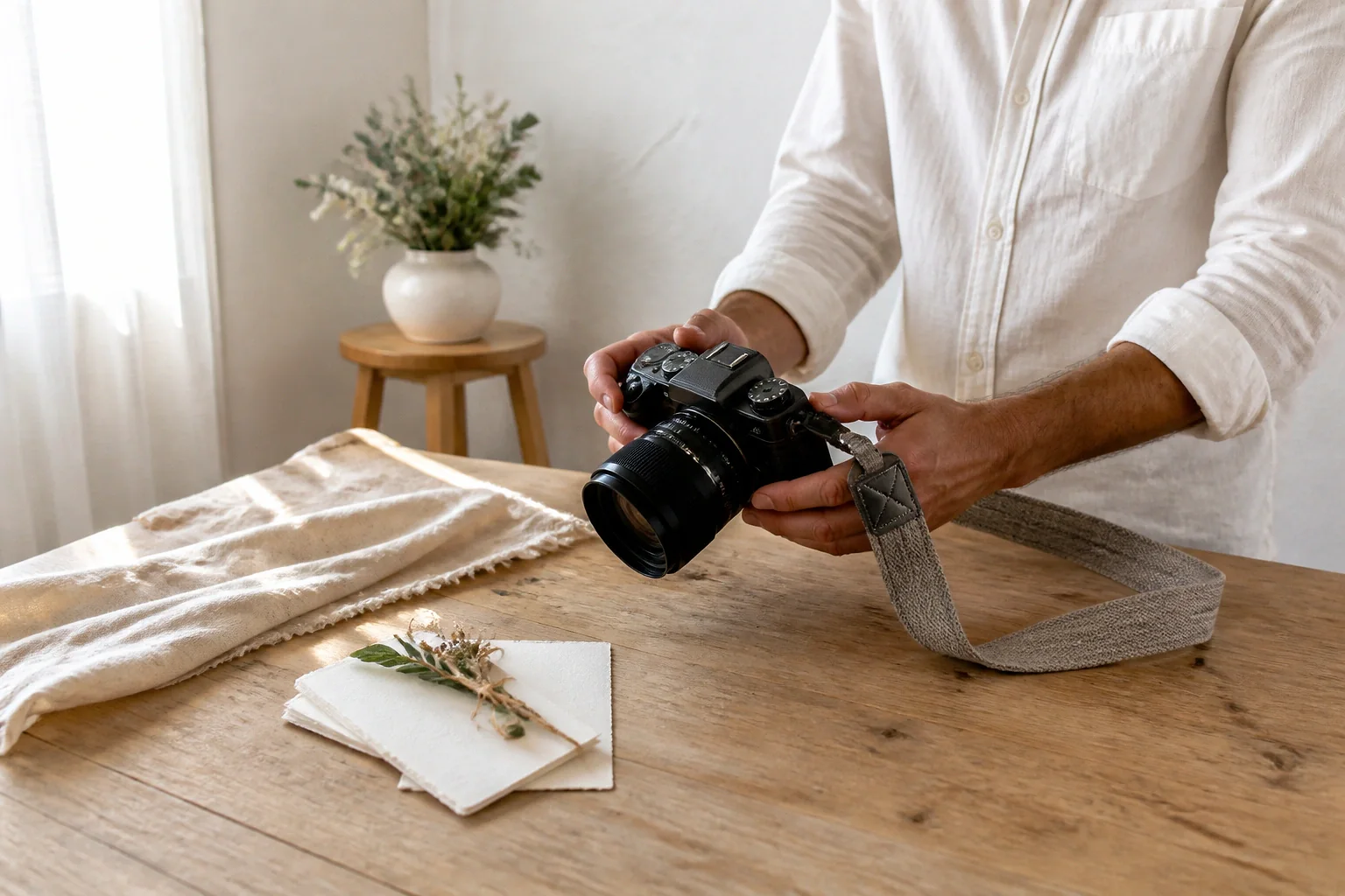 Appareil photo et accessoires de reportage de mariage — illustration générée par IA