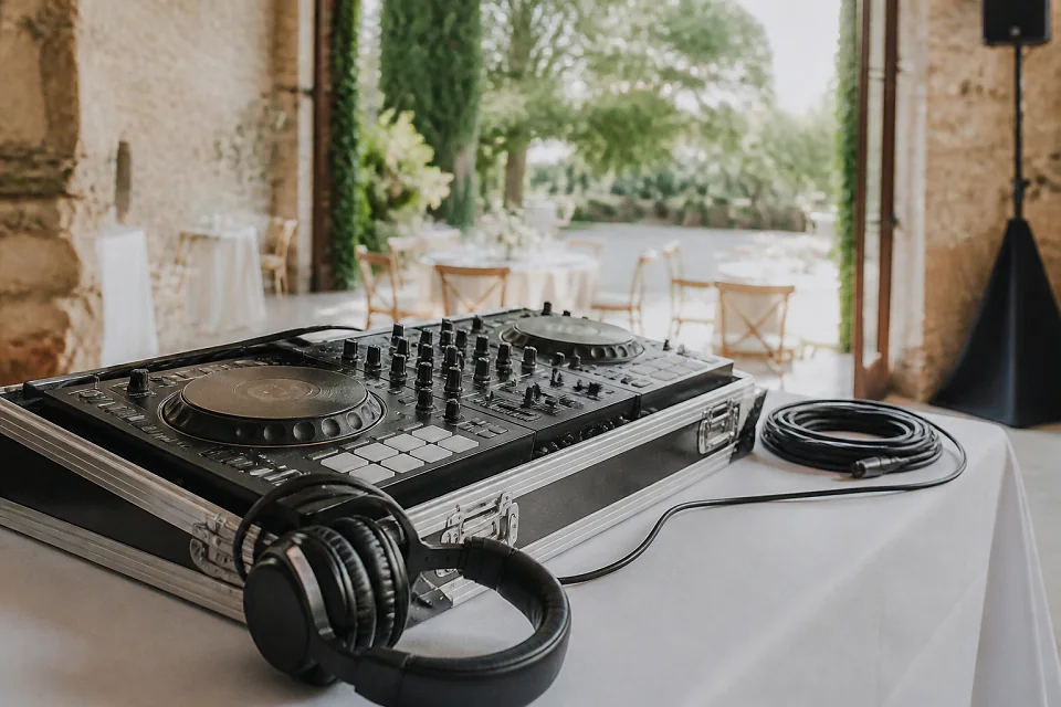 Préparation musicale d’une soirée de mariage — illustration générée par IA