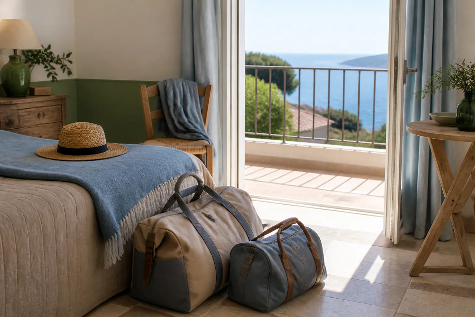 Bagages et hébergement pour un voyage de noces — illustration générée par IA