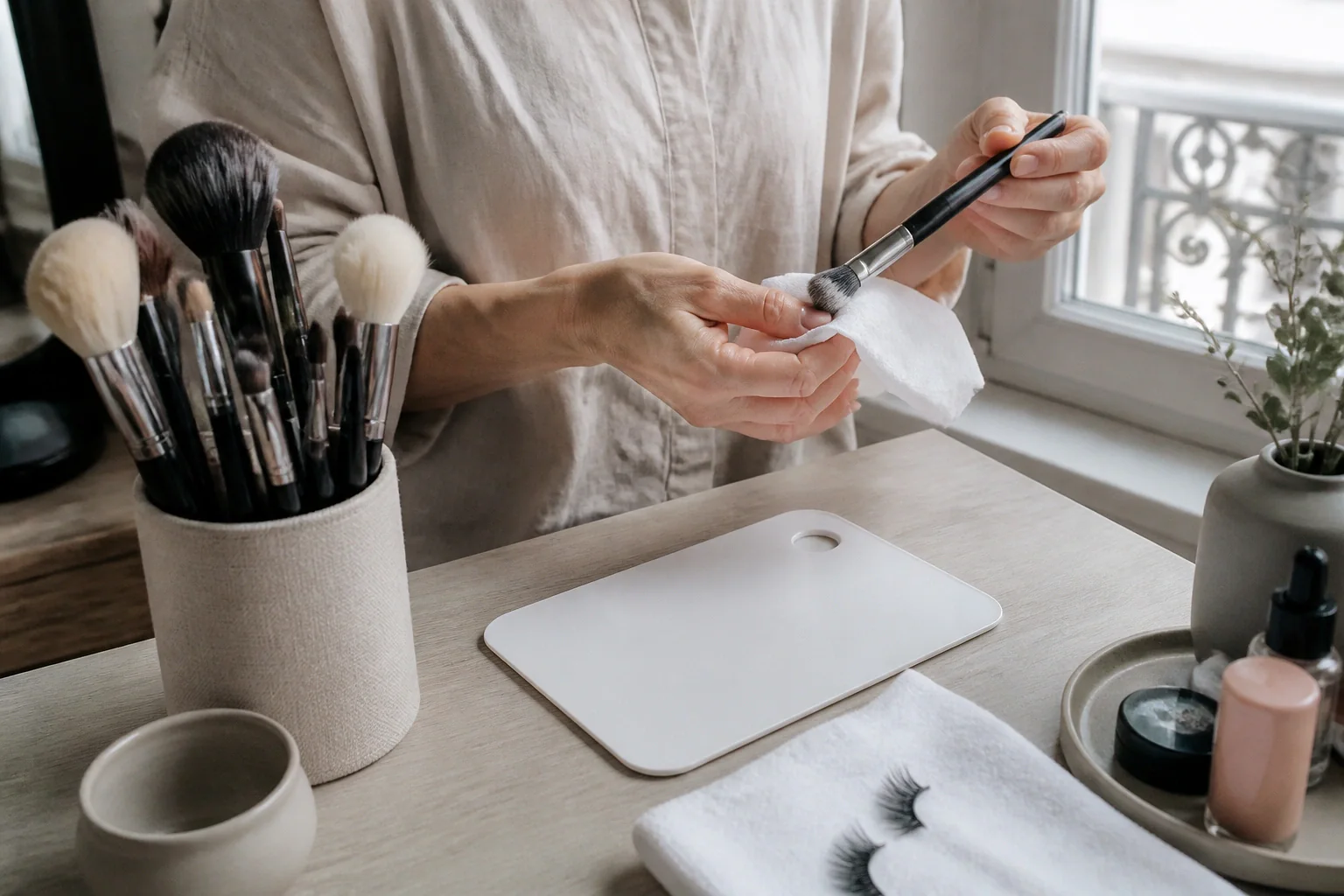 Préparation d’un maquillage de mariage — illustration générée par IA