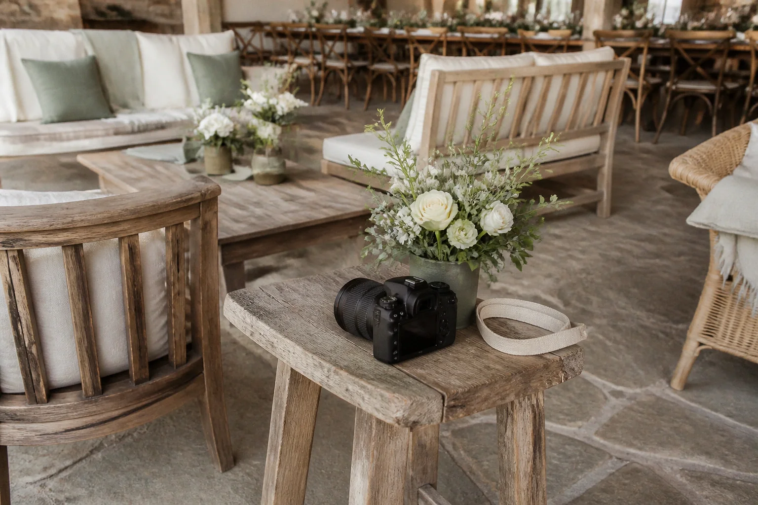 Appareil photo et accessoires de reportage de mariage — illustration générée par IA